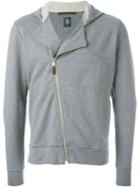 Eleventy Off-centre Zipped Hoodie, Men's, Size: S, Grey, Cotton/spandex/elastane