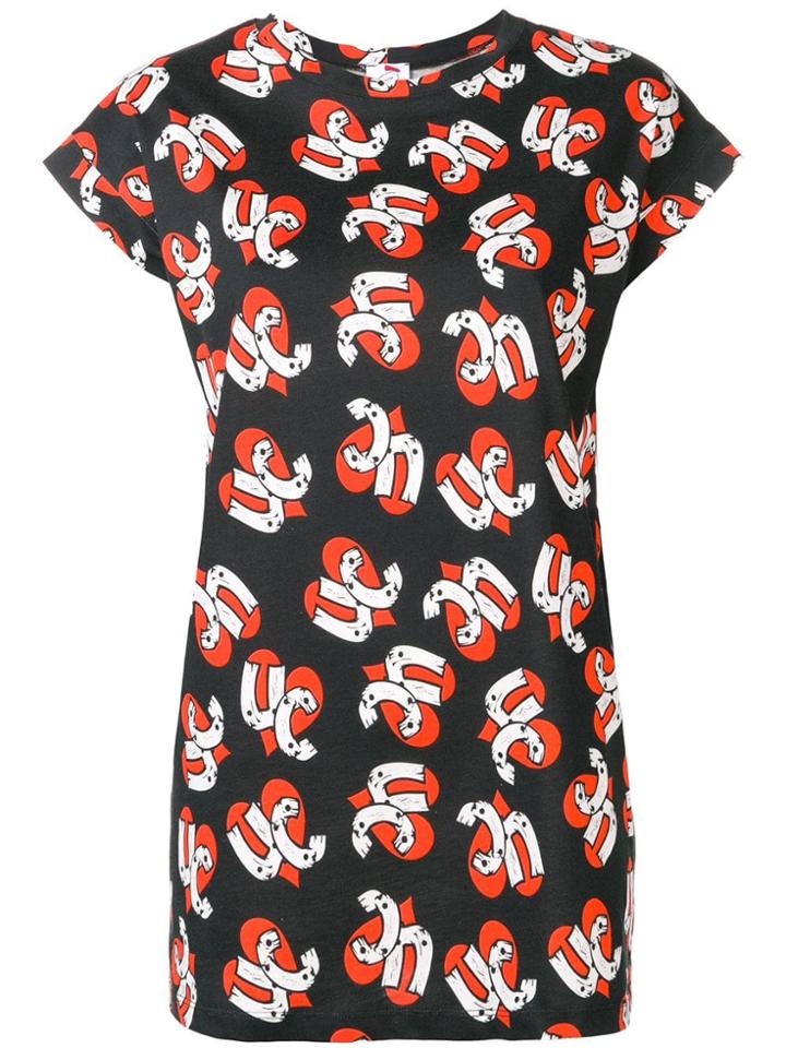 Ultràchic Heart Print Tunic Top - Black