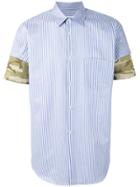 Comme Des Garçons Shirt Camouflage Detail Striped Shirt - Blue