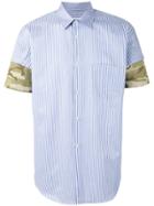 Comme Des Garçons Shirt Camouflage Detail Striped Shirt - Blue