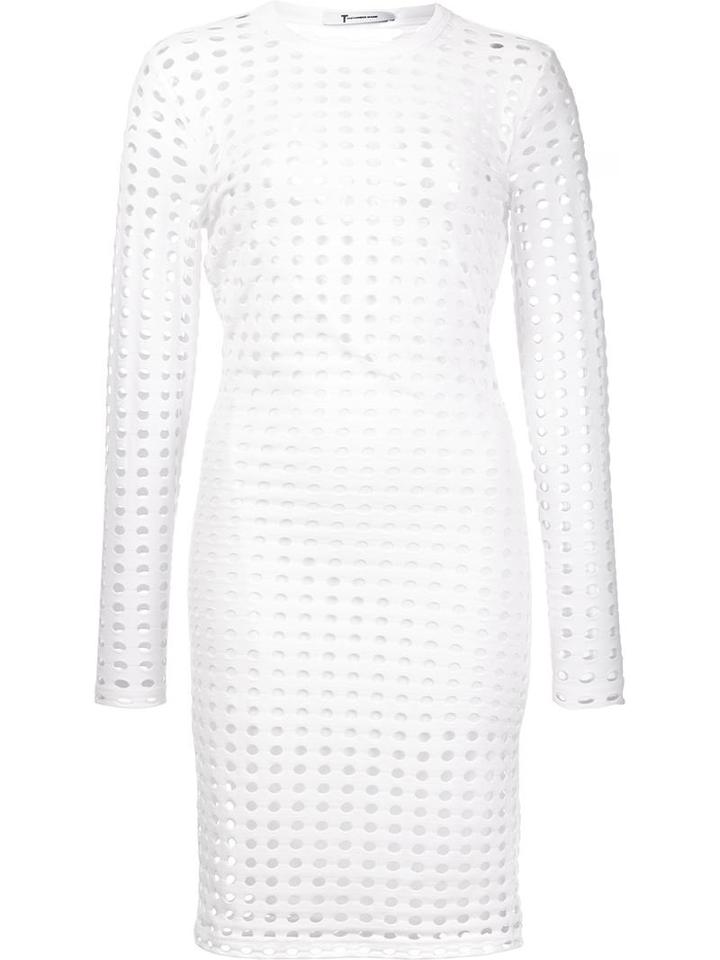 T By Alexander Wang Perforated Dress, Women's, Size: Xs, White, Polyester/rayon/spandex/elastane