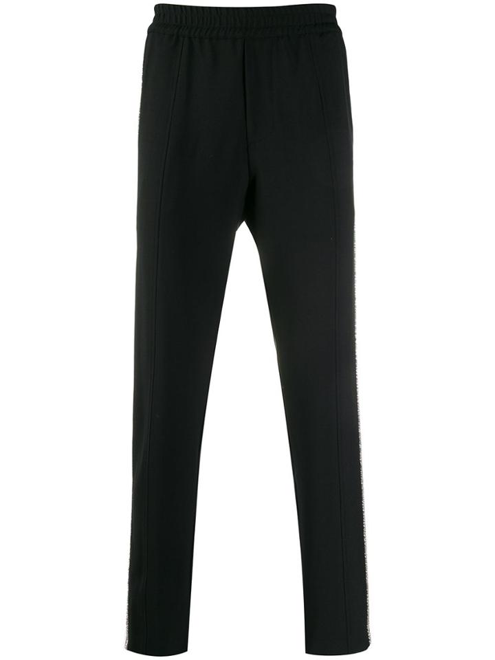 Amen Crystal Side-stripe Elasticated-waist Trousers - Black