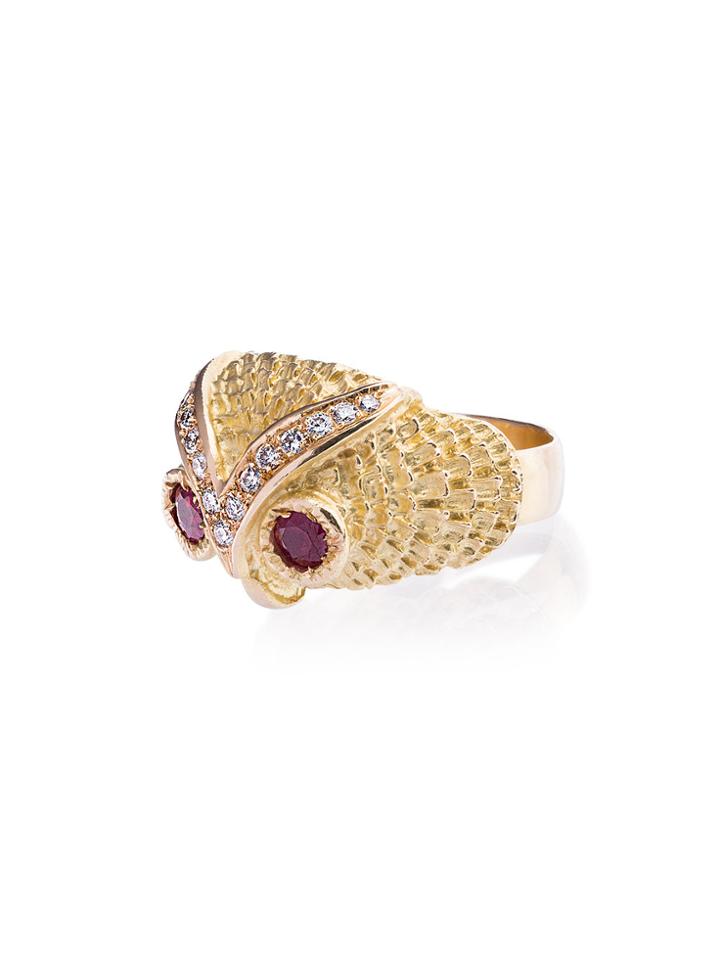 Yvonne Léon Gold Owl Diamond Ring - Metallic