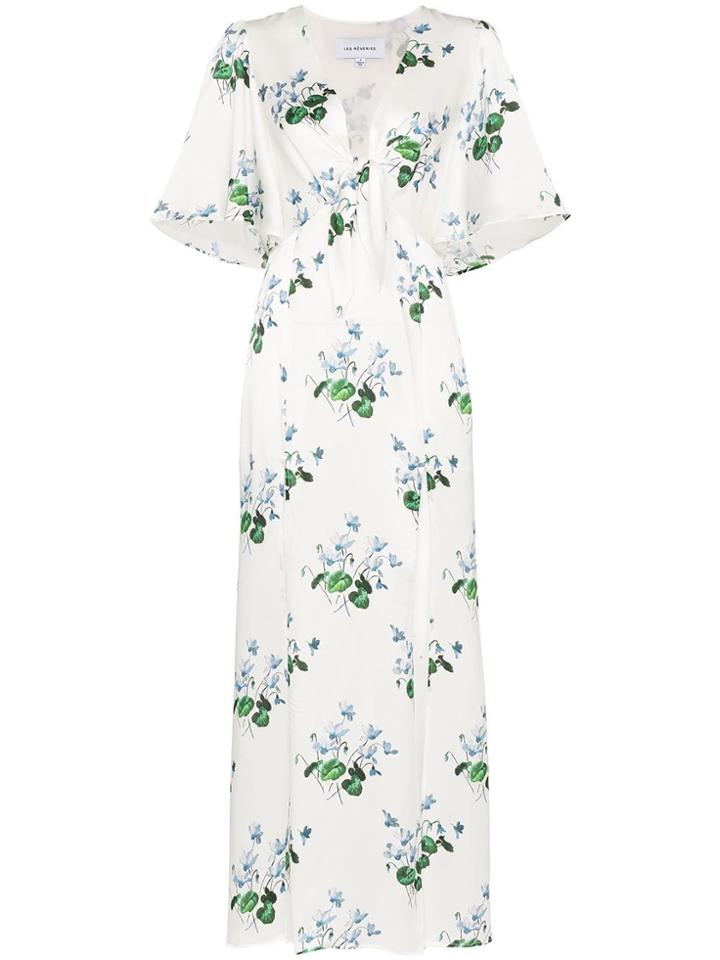 Les Reveries Floral Print Maxi-dress - Blue Daffodil White