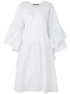 Sofie D'hoore - Striped Ruffle Sleeve Dress - Women - Cotton/linen/flax - 38, White, Cotton/linen/flax
