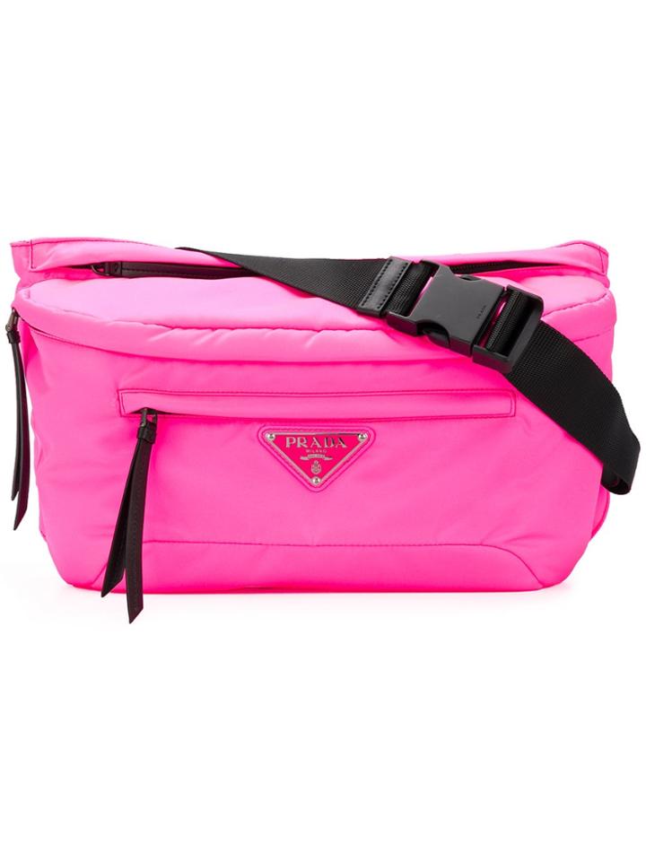 Prada Logo Plaque Belt Bag - Pink & Purple