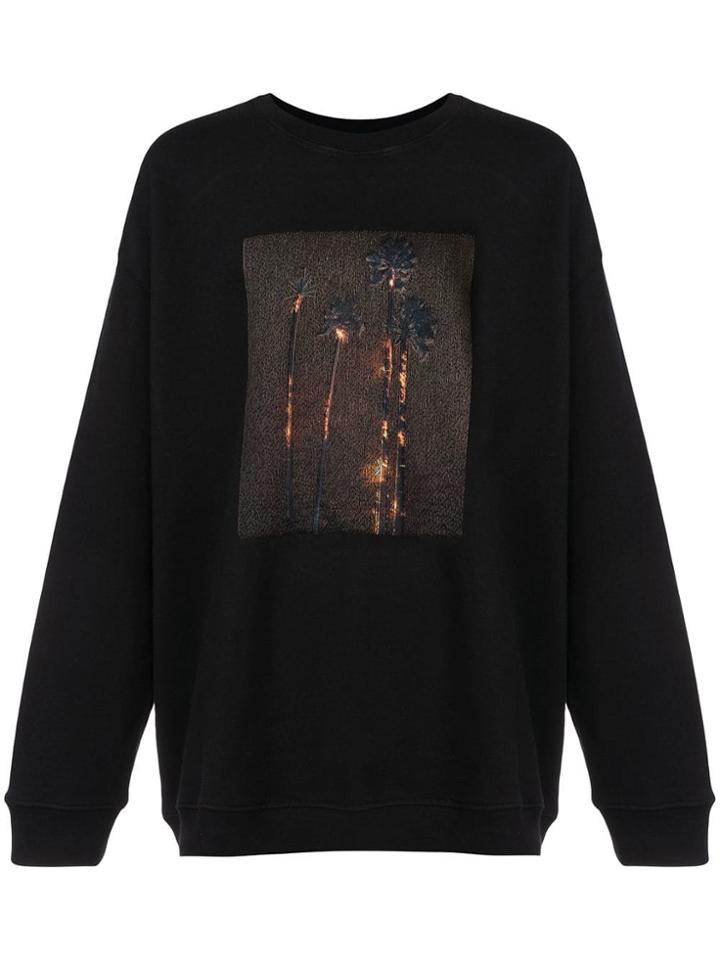 Adaptation Burning Palm Tree Print Sweatshirt - Black