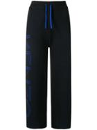 Kenzo Cropped Ribbed Knit Track Trousers - Black