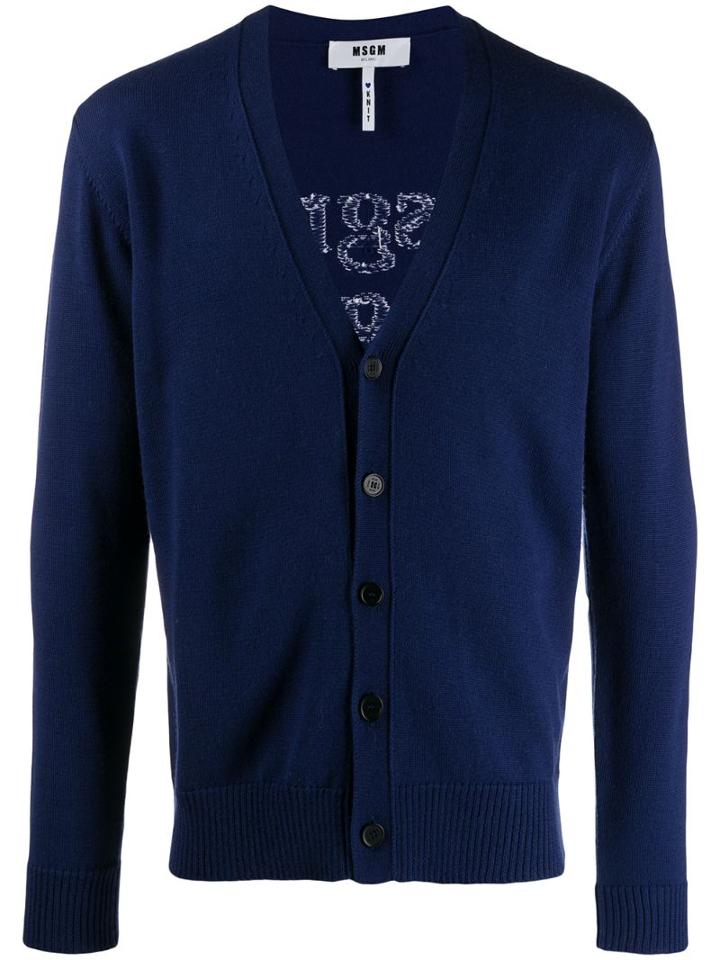 Msgm V-neck Cardigan - Blue