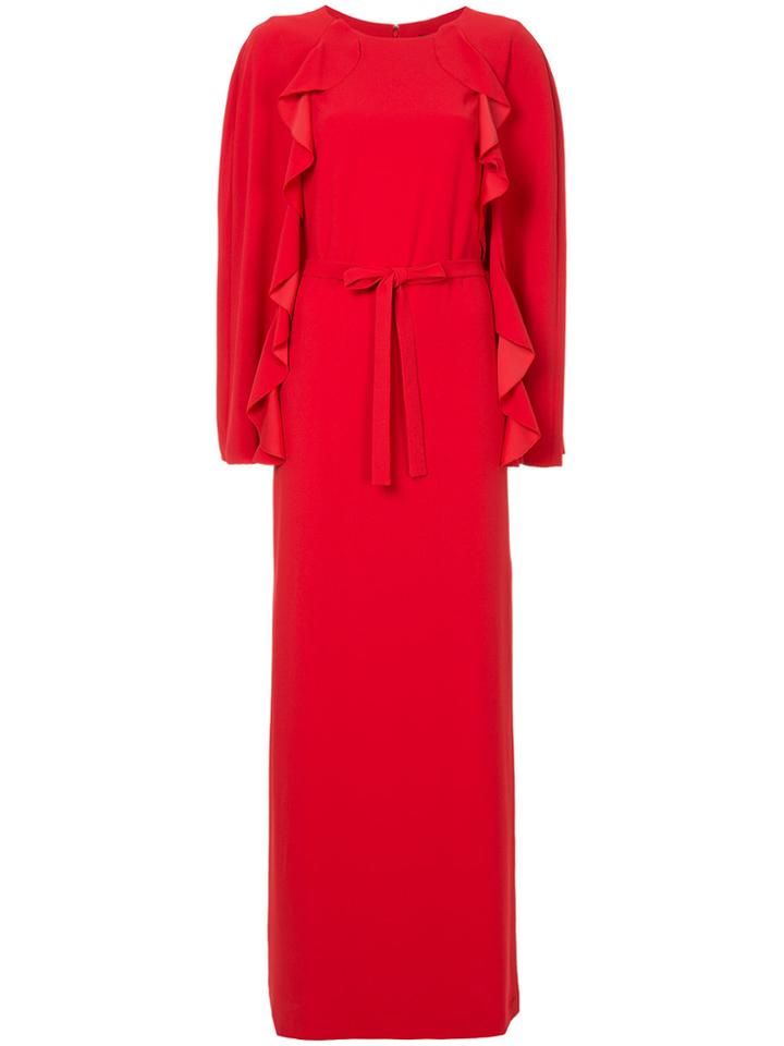 Goen.j Cape-effect Ruffle Maxi Dress - Red