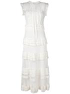 Red Valentino - Frill Panel Dress - Women - Cotton/polyamide/polyester - 42, Women's, White, Cotton/polyamide/polyester