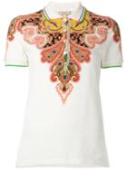 Etro Paisley Print Polo Shirt, Women's, Size: 40, White, Cotton/spandex/elastane