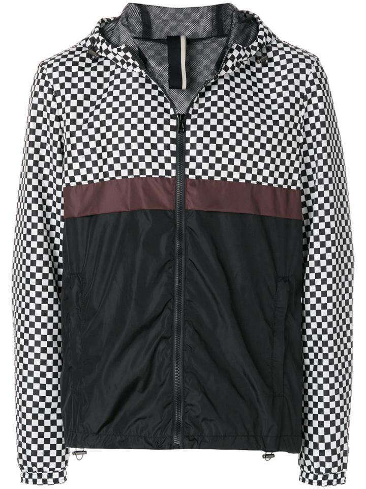 Low Brand Checked Panel Sports Jacket - Black