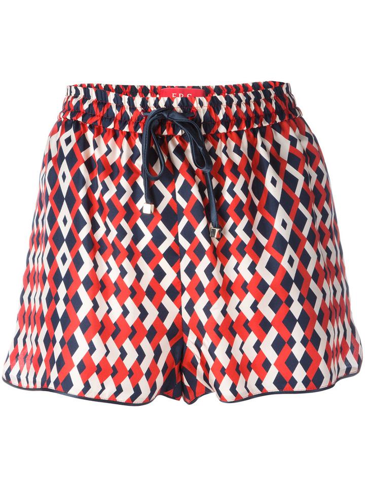 F.r.s For Restless Sleepers Geometric Print Shorts, Women's, Size: Large, Red, Silk