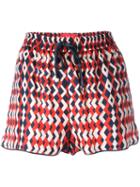 F.r.s For Restless Sleepers Geometric Print Shorts, Women's, Size: Large, Red, Silk
