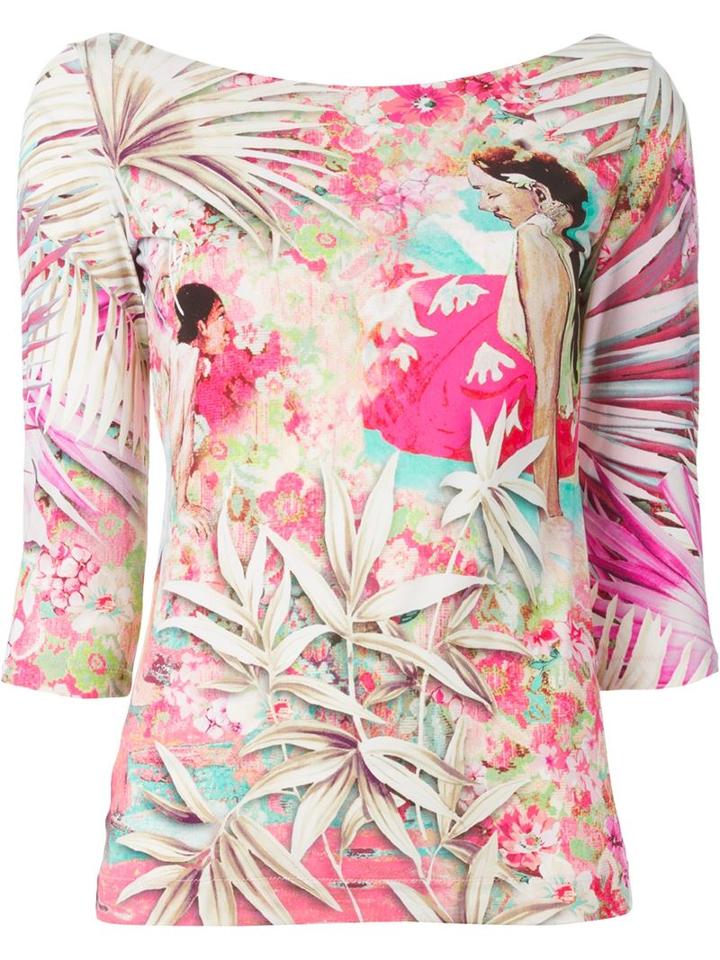 Blumarine Three Quarter Sleeve Printed T-shirt