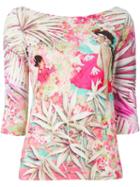 Blumarine Three Quarter Sleeve Printed T-shirt