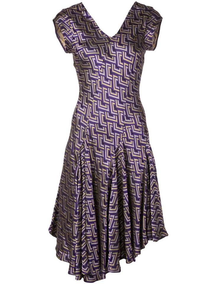 Josie Natori Jacquard Swing Dress - Purple