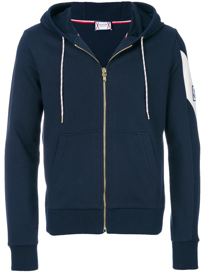 Moncler Gamme Bleu Logo Patch Hoodie - Blue