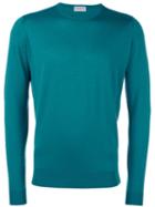 John Smedley Crew Neck Jumper, Men's, Size: Medium, Green, Merino/virgin Wool