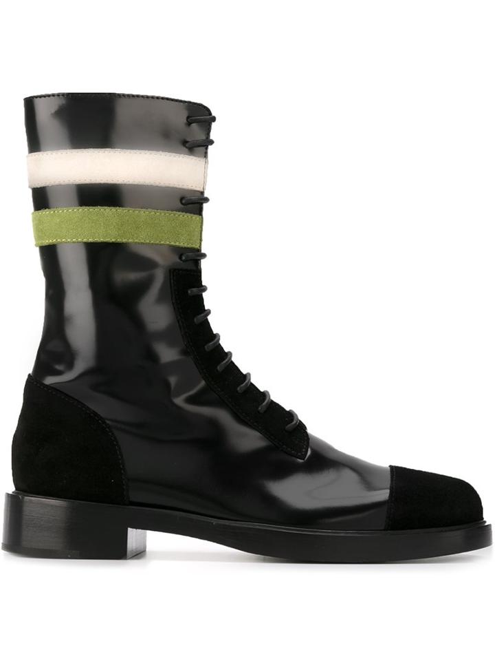 Raf Simons Striped Lace-up Boots