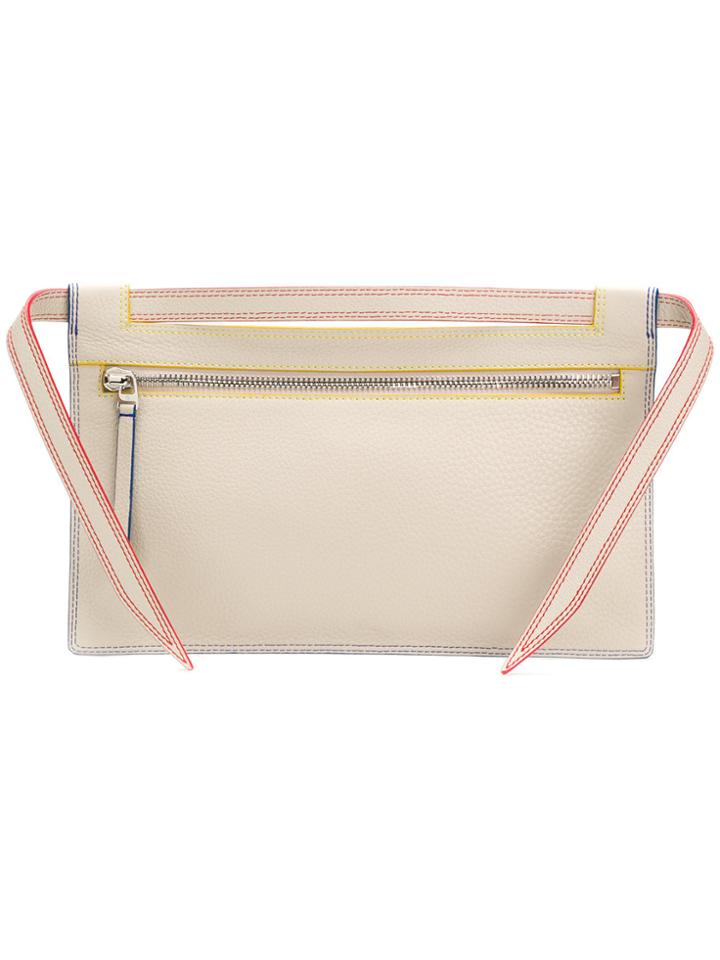 Elena Ghisellini Nia Multi Stitch Small Pouch Bag - Nude & Neutrals