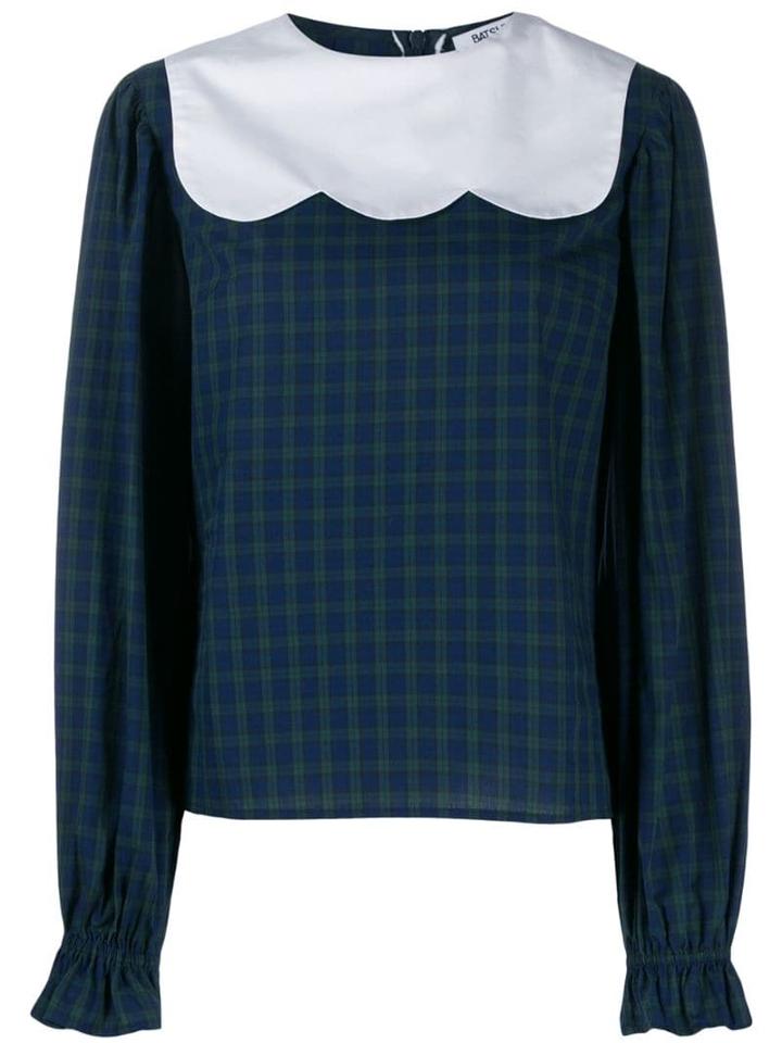 Batsheva Tartan Print Blouse - Blue