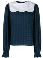 Batsheva Tartan Print Blouse - Blue