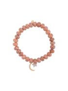 Sydney Evan 14kt Gold Diamond Moon And Starbust Charm Bracelet - Pink