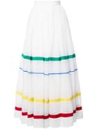 Maison Rabih Kayrouz - Stripe Panel Full Skirt - Women - Silk/cotton - 36, White, Silk/cotton