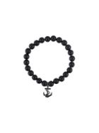 Nialaya Jewelry Beaded Anchor Bracelet, Men's, Size: Medium, Black