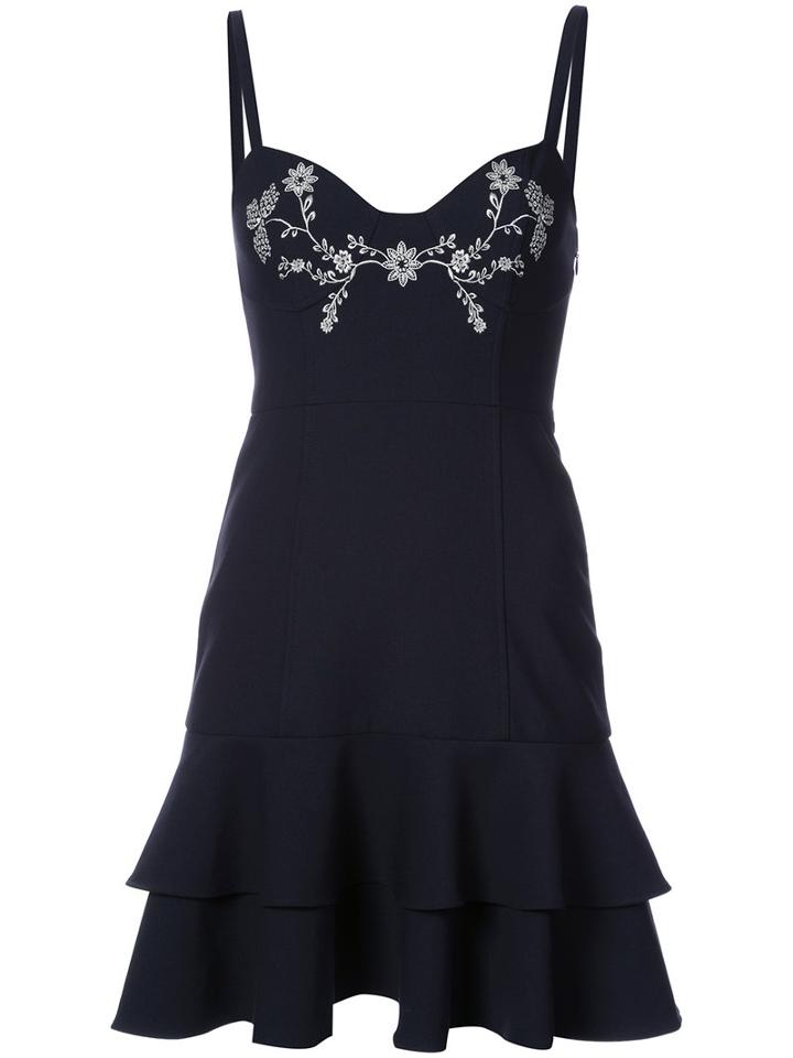 Cinq A Sept - Embroidered Mini Dress - Women - Polyester/spandex/elastane/viscose - 6, Blue, Polyester/spandex/elastane/viscose