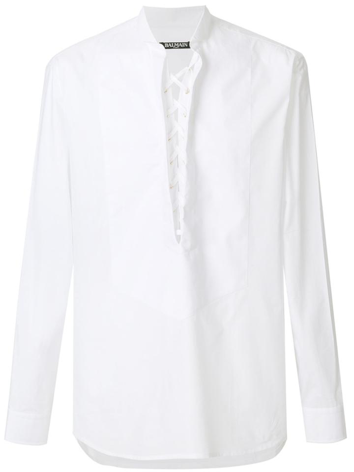 Balmain Lace Up Shirt - White