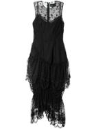 Simone Rocha Sleeveless Ruffled Lace Midi Dress - Black