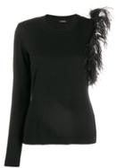 P.a.r.o.s.h. Shoulder-feathers One-sleeve Top - Black
