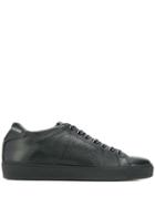 Leather Crown Logo Sneakers - Black