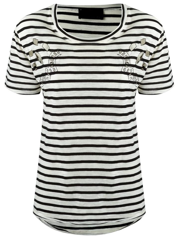 Andrea Bogosian Striped Blouse, Women's, Size: Medium, White, Cotton/polyester