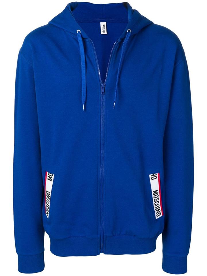 Moschino Zip Front Hoodie - Blue