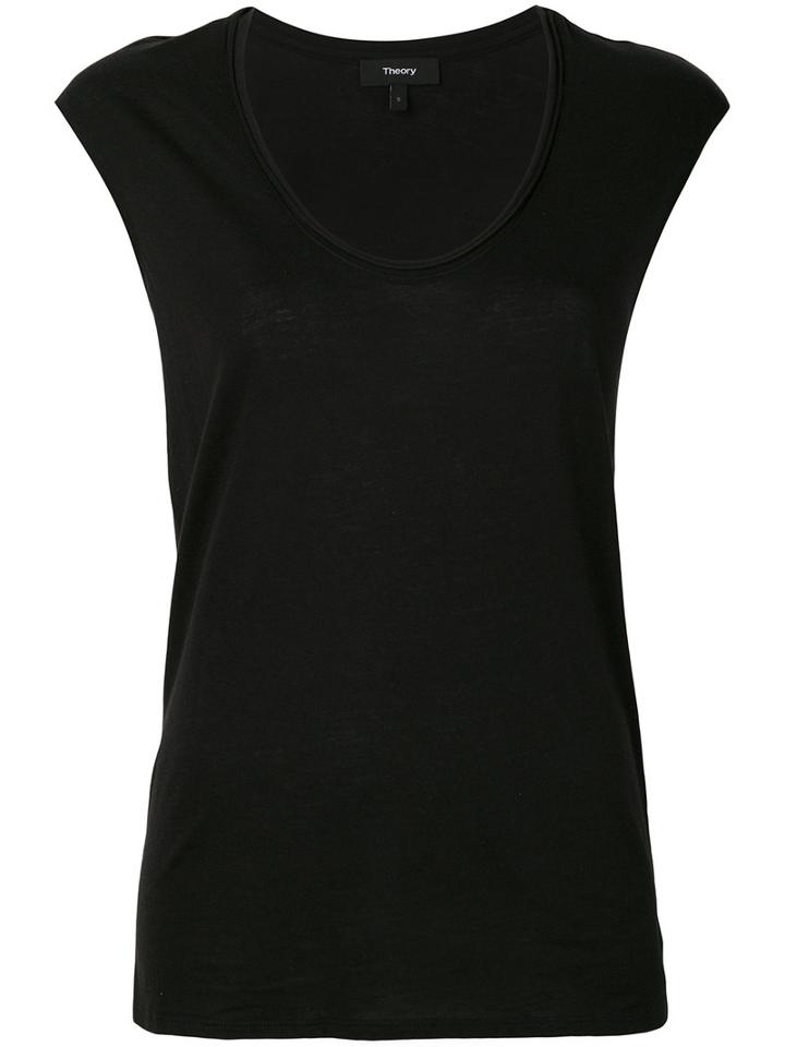 Theory - Scoop Neck Top - Women - Cotton/modal - L, Black, Cotton/modal