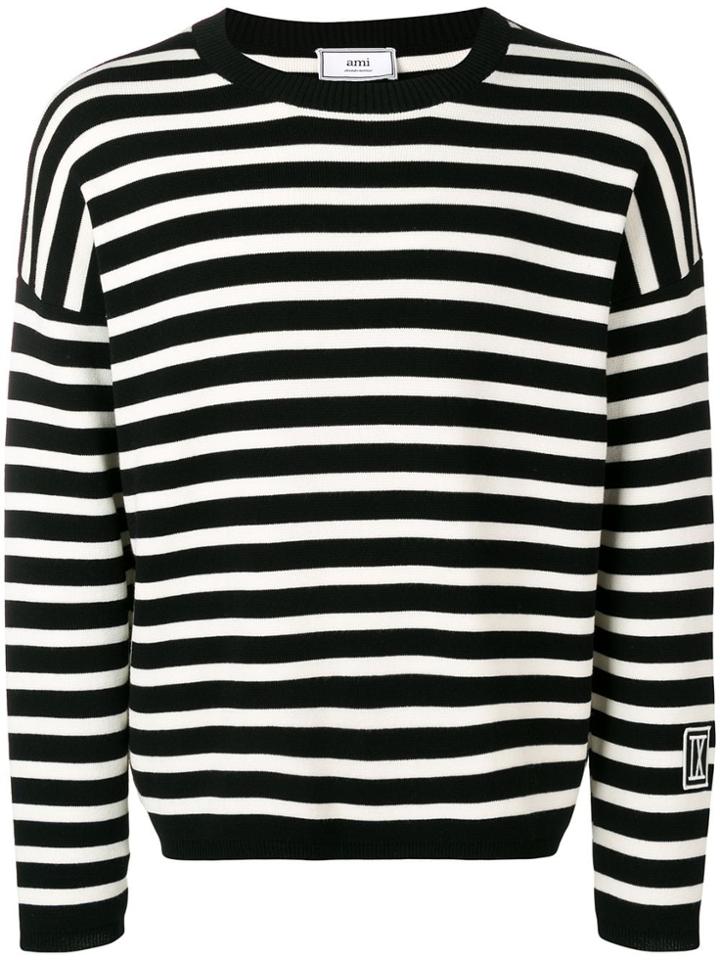 Ami Alexandre Mattiussi Stripped Patch Ix Sweater - Black