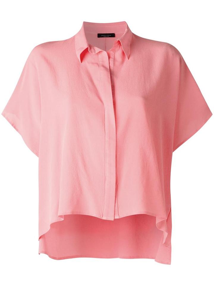 Roberto Collina Boxy Shirt, Women's, Size: Small, Pink/purple, Silk