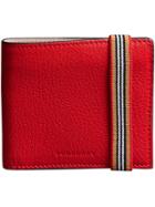 Burberry Heritage Stripe Leather International Bifold Wallet - Red