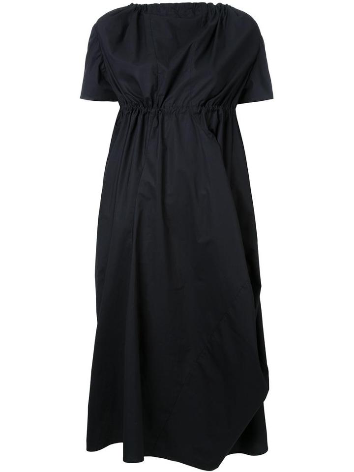 Assin Draped Elasticated Mid Dress, Women's, Size: Medium, Black, Cotton