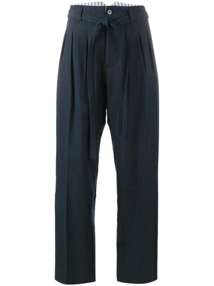 Visvim Pinstripe Hakama Trousers, Women's, Size: 3, Blue, Wool/mohair/cotton