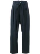 Visvim Pinstripe Hakama Trousers, Women's, Size: 3, Blue, Wool/mohair/cotton