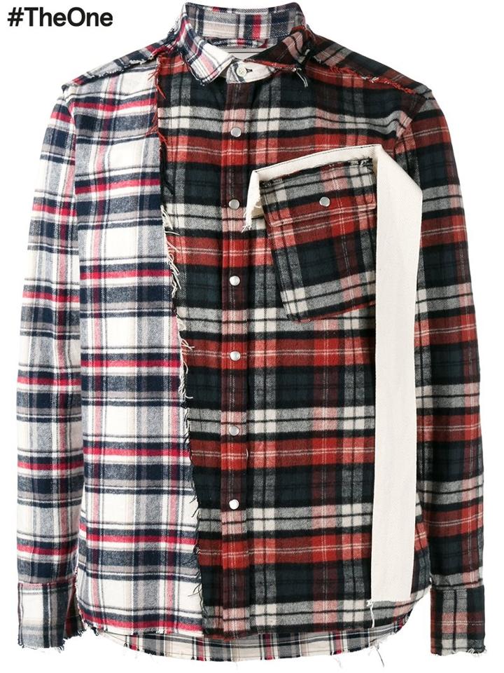 Miharayasuhiro Plaid Shirt, Men's, Size: 46, Red, Cotton