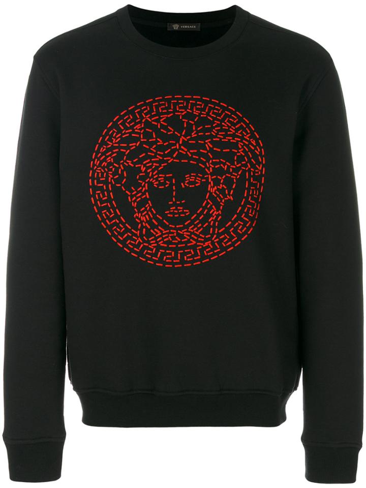 Versace Stitched Medusa Logo Sweatshirt - Black