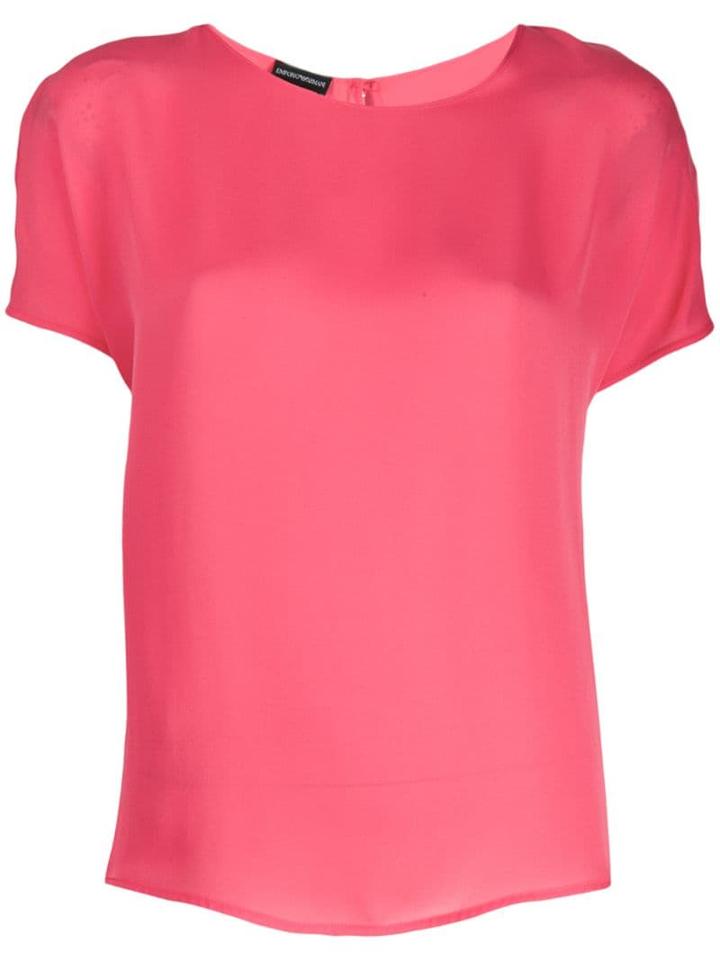 Emporio Armani Round Neck Silk Blouse - Pink