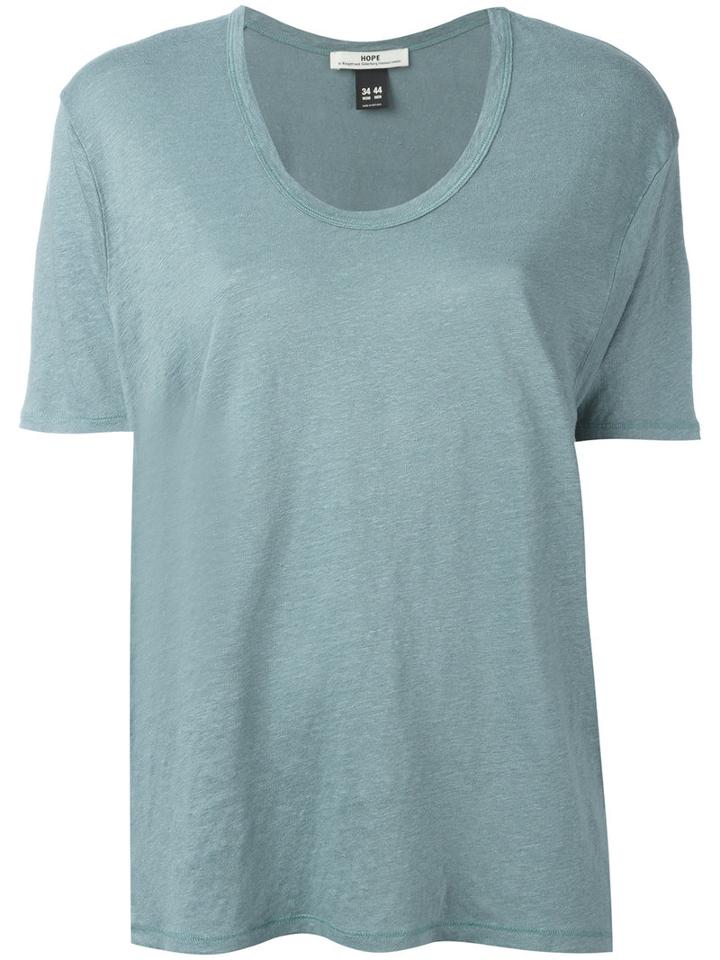 Hope - Scoop Neck T-shirt - Women - Linen/flax - 34, Women's, Green, Linen/flax