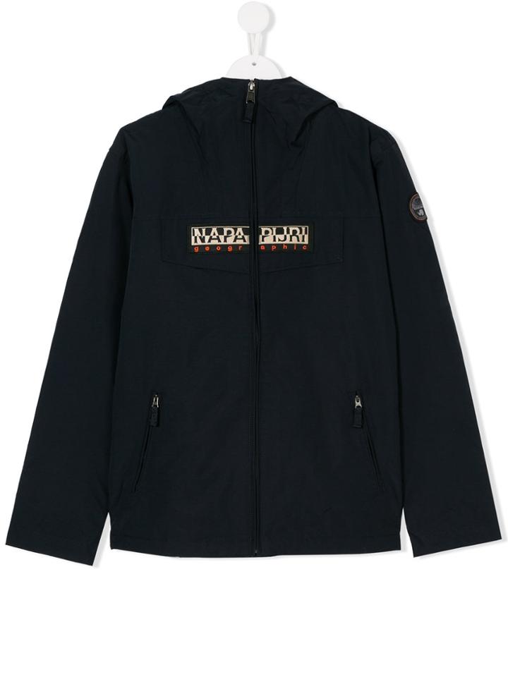 Napapjiri Kids Logo Hooded Jacket - Blue